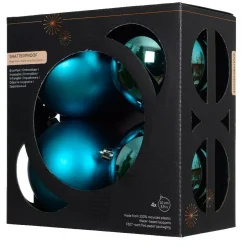KAEMINGK Palline Di Natale-Set di 4 palline di Natale (D100 mm) Aravis Blu brillante