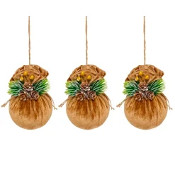 JJA Palline Di Natale-Set di 3 palline di Natale (D80 mm) Ballotines in velluto