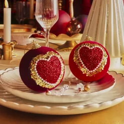 KAEMINGK Palline Di Natale-Set di 12 palline di Natale (D80 mm) Cuore di Natale e oro
