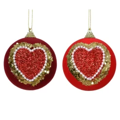 KAEMINGK Palline Di Natale-Set di 12 palline di Natale (D80 mm) Cuore di Natale e oro