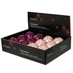 KAEMINGK Palline Di Natale-Set di 12 palline di Natale (D80 mm) Fiori maestosi Fico e rosa
