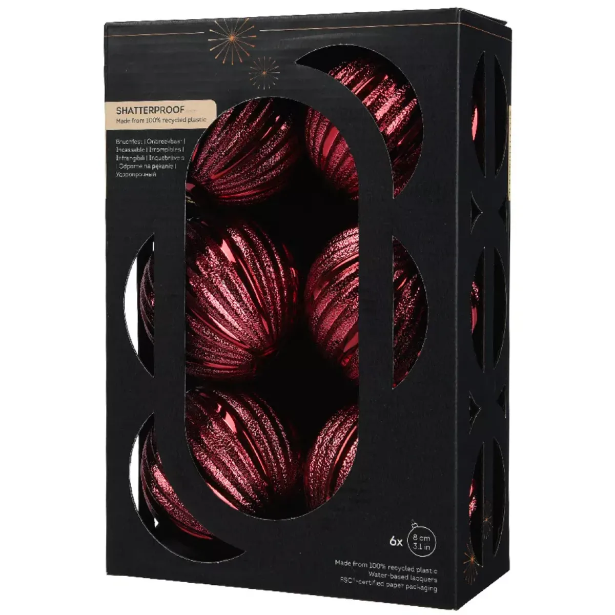 KAEMINGK Palline Di Natale-Set di 6 Palline di Natale (D80 mm) Glitter