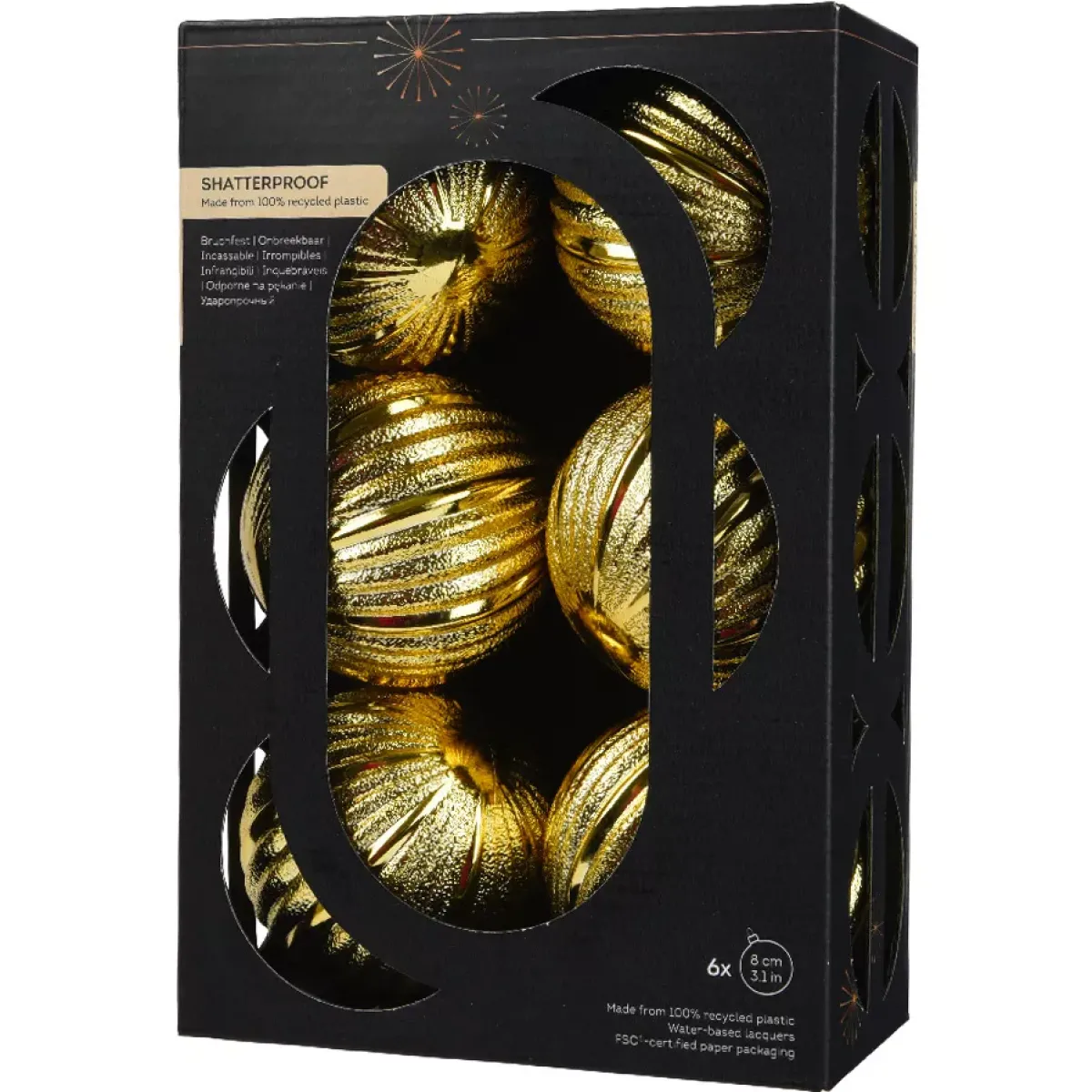 KAEMINGK Palline Di Natale-Set di 6 palline di Natale (D80 mm) Glitter