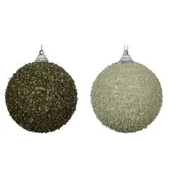KAEMINGK Palline Di Natale-Set di 12 palline di Natale (D80 mm) glitter Rosmarino e Menta bianca