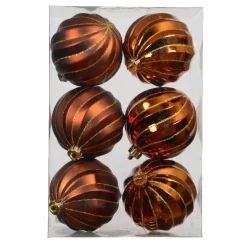 KAEMINGK Palline Di Natale-Set di 6 palline di Natale (D80 mm) Glam chic Marrone glitterato oro