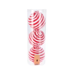 KOOPMAN Palline Di Natale-Set di 3 palline di Natale (D100 mm) Lana a righe e bianco