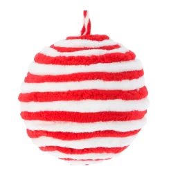 KOOPMAN Palline Di Natale-Set di 3 palline di Natale (D100 mm) Lana a righe e bianco