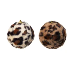 KOOPMAN Palline Di Natale-Set di 12 palline di Natale (D100 mm) Leopardo Beige e