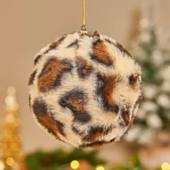 KOOPMAN Palline Di Natale-Set di 12 palline di Natale (D100 mm) Leopardo Beige e