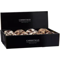 KOOPMAN Palline Di Natale-Set di 12 palline di Natale (D80 mm) Leopard Beige e