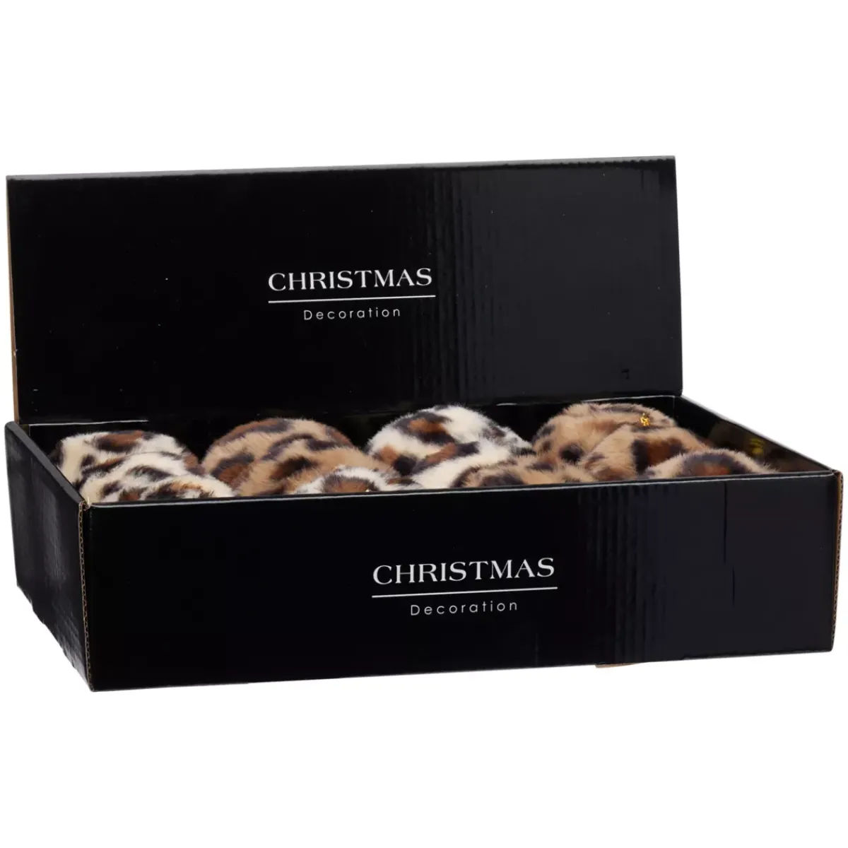 KOOPMAN Palline Di Natale-Set di 12 palline di Natale (D80 mm) Leopard Beige e