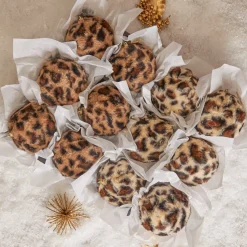 KOOPMAN Palline Di Natale-Set di 12 palline di Natale (D80 mm) Leopard Beige e