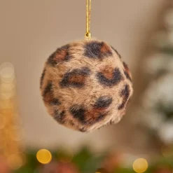KOOPMAN Palline Di Natale-Set di 12 palline di Natale (D80 mm) Leopard Beige e