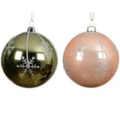 KAEMINGK Palline Di Natale-Set di 12 palline di Natale (D80 mm) Megève Rosmarino Verde e Pesca