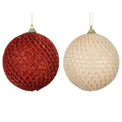 KAEMINGK Palline Di Natale-Set di 12 palline di Natale (D100 mm) Quadretti e lustrini e perla