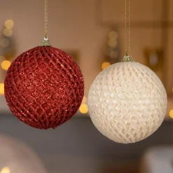 KAEMINGK Palline Di Natale-Set di 12 palline di Natale (D100 mm) Quadretti e lustrini e perla