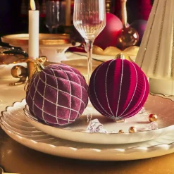 KAEMINGK Palline Di Natale-Set di 12 palline di Natale (D80 mm) Renaissance Fico e rosso