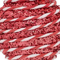 JJA Palline Di Natale-Set di 6 Palline di natale (D80 mm) Righe Fantasia Rosso e bianco