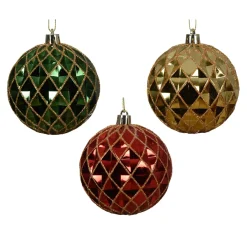 KAEMINGK Palline Di Natale-Set di 12 palline di Natale (D80 mm) Venezia di notte con glitter oro