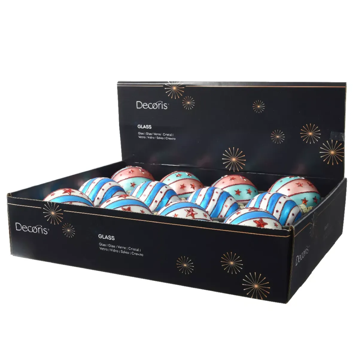 KAEMINGK Palline Di Natale-Set di 12 palline di Natale in vetro (D80 mm) Grande Tendone Multicolore