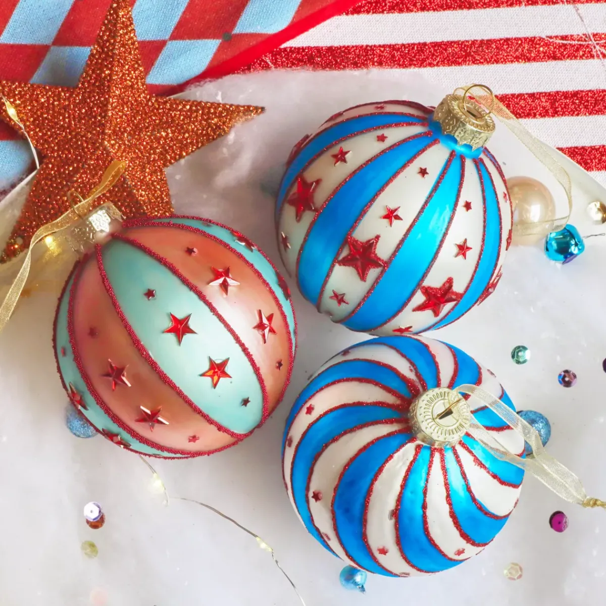 KAEMINGK Palline Di Natale-Set di 12 palline di Natale in vetro (D80 mm) Grande Tendone Multicolore