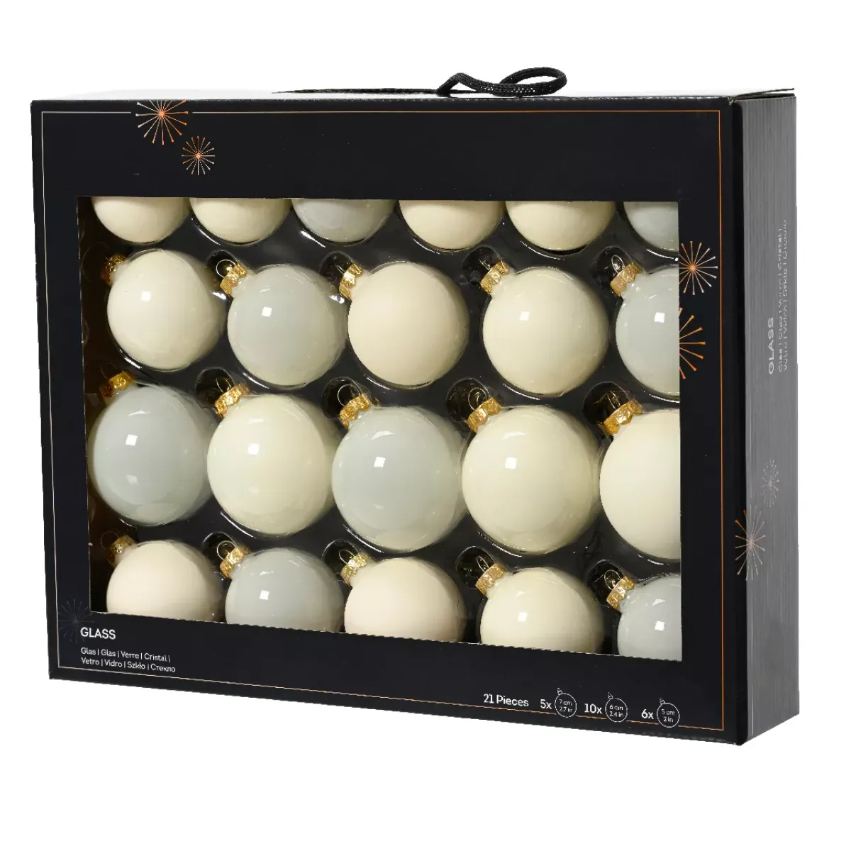 KAEMINGK Palline Di Natale-Set di 21 palline di Natale in vetro assortite Cristallo Bianco lana