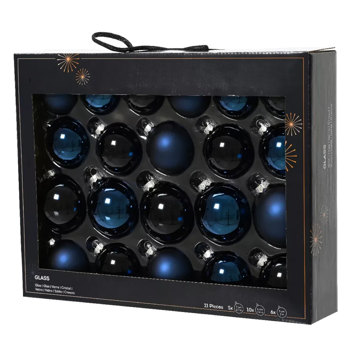 KAEMINGK Palline Di Natale-Set di 21 palline di Natale in vetro assortite Cristallo