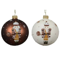 KAEMINGK Palline Di Natale-Set di 6 palline di Natale in vetro (D80 mm) Cioccolato Schiaccianoci