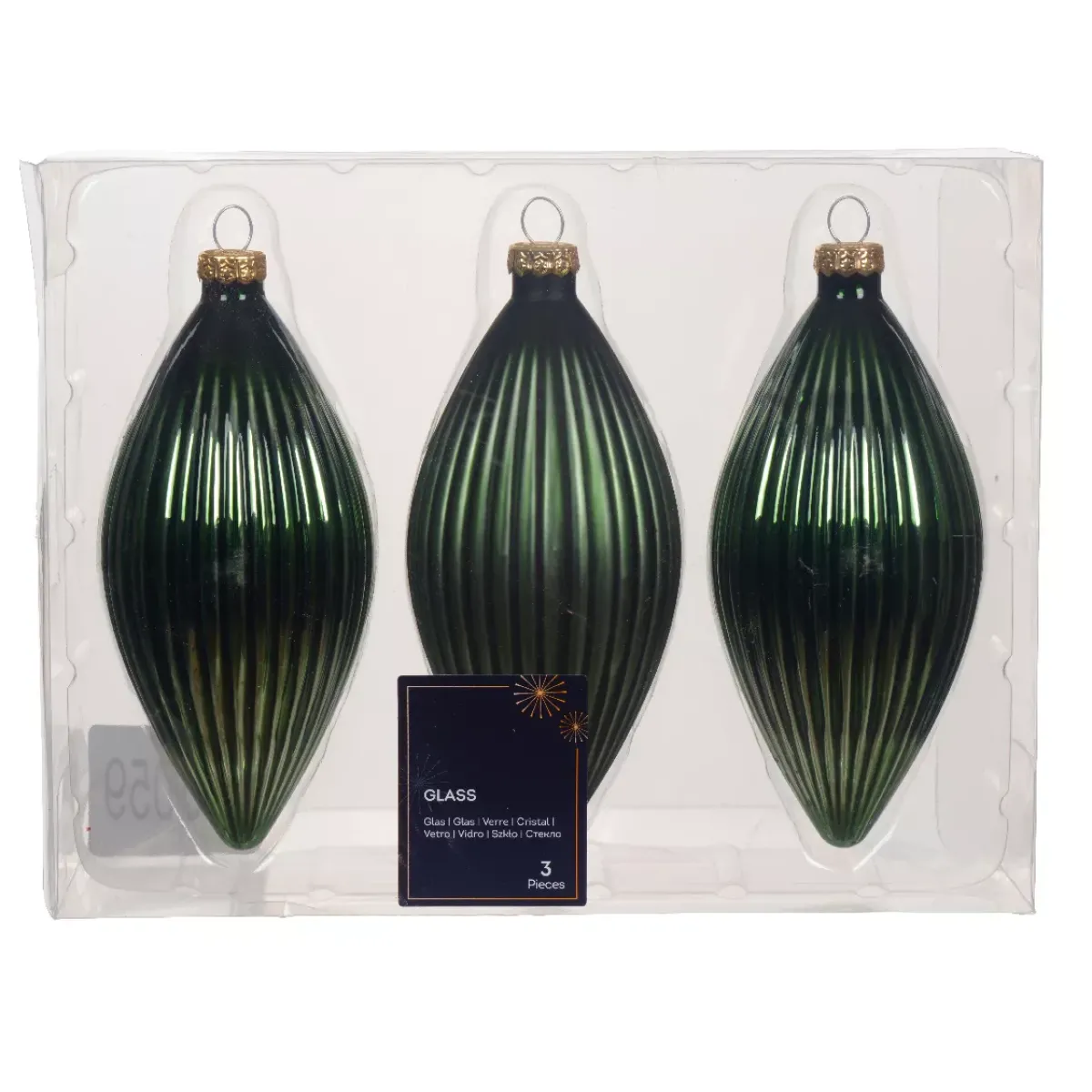 KAEMINGK Palline Di Natale-Set di 3 palline di Natale in vetro (D60 mm) Goccia preziosa