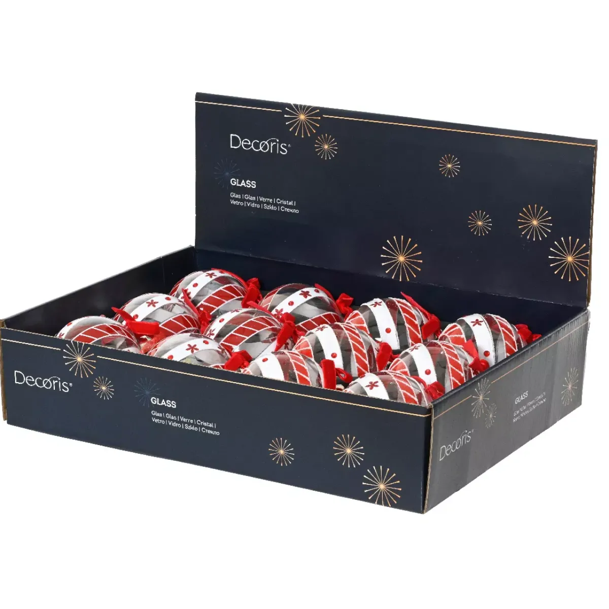 KAEMINGK Palline Di Natale-Set di 12 palline di Natale in vetro (D80 mm) Sölden e bianco