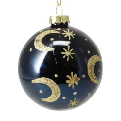 KOOPMAN Palline Di Natale-Set di 12 palline di Natale in vetro (D80 mm) Luna notte e dorato
