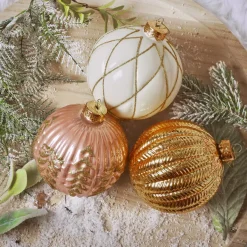 KAEMINGK Palline Di Natale-Set di 12 palline di Natale in vetro (D100 mm) Sogno , rosa e bianco
