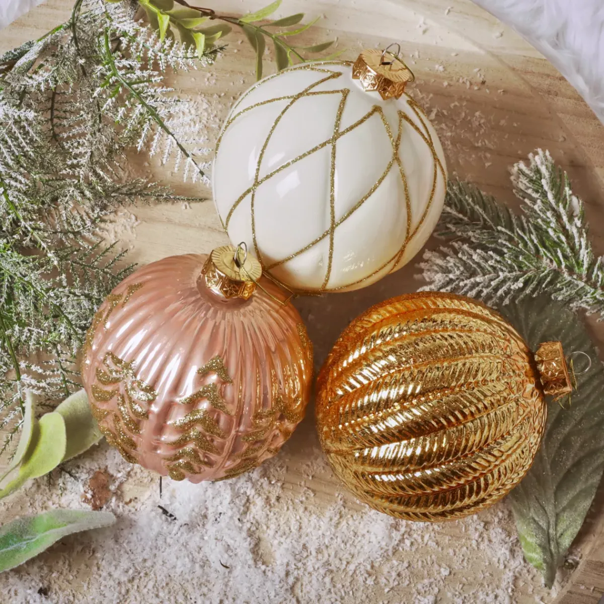 KAEMINGK Palline Di Natale-Set di 12 palline di Natale in vetro (D100 mm) Sogno , rosa e bianco