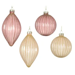 KAEMINGK Palline Di Natale-Set di 12 palline di Natale in vetro (D80 mm) glitterate e perla