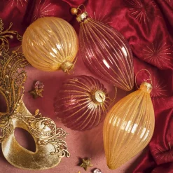 KAEMINGK Palline Di Natale-Set di 12 palline di Natale in vetro (D80 mm) glitterate e perla