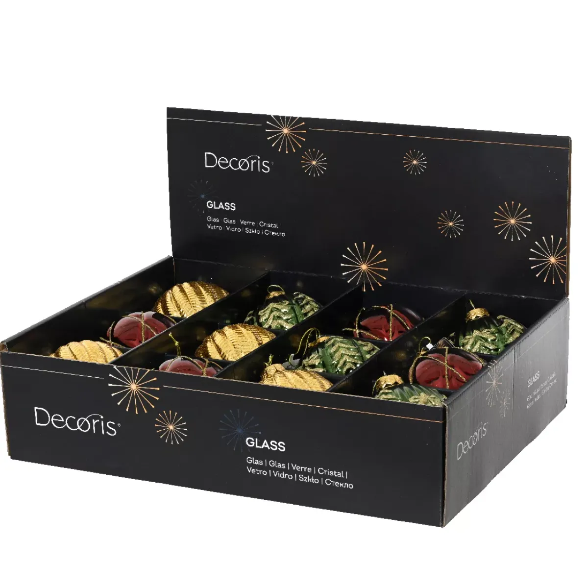 KAEMINGK Palline Di Natale-Set di 12 palline di Natale in vetro (D100 mm) Sogno , verde abete e oro