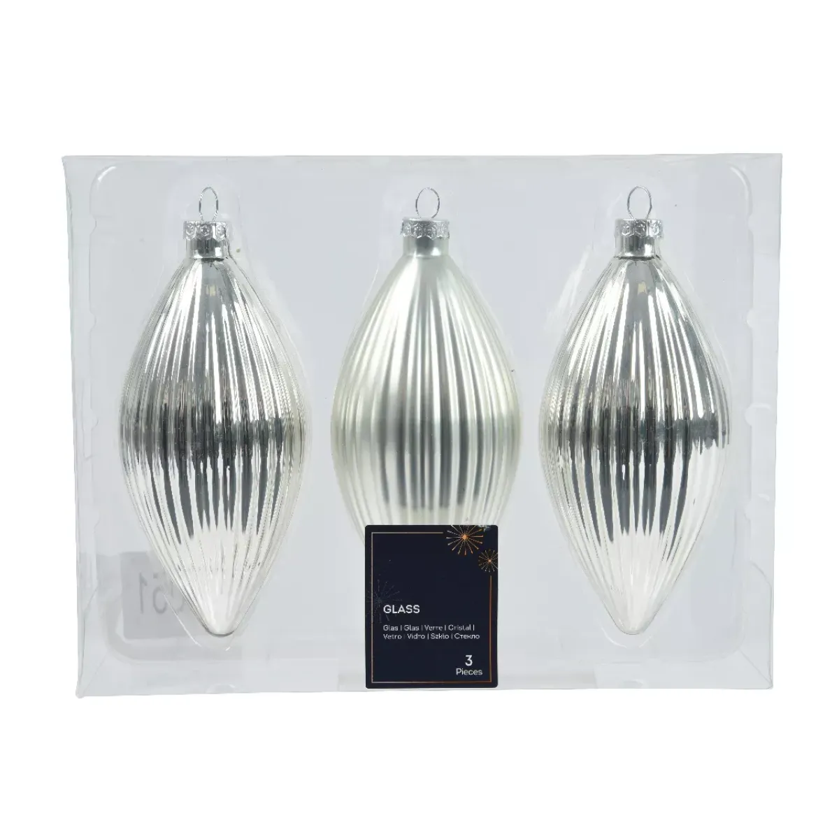 KAEMINGK Palline Di Natale-Set di 3 palline di Natale in vetro (D60 mm) Goccia preziosa