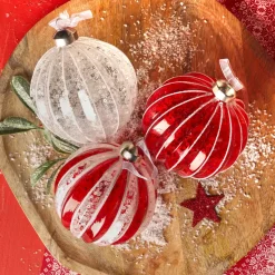 KAEMINGK Palline Di Natale-Set di 12 palline di Natale in vetro (D100 mm) Glitter e rosso