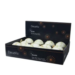 KAEMINGK Palline Di Natale-Set di 12 palline di Natale in vetro (D80 mm) Paris glitterato Bianco lana