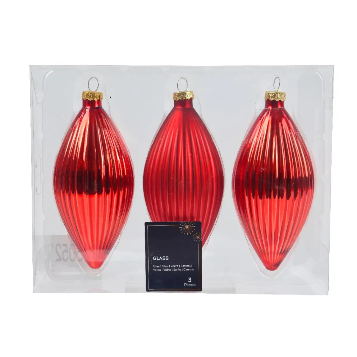 KAEMINGK Palline Di Natale-Set di 3 palline di Natale in vetro (D60 mm) Goccia Preziosa