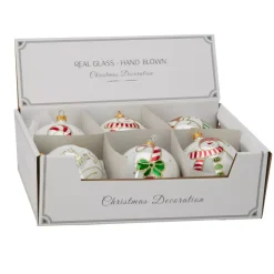 KOOPMAN Palline Di Natale-Set di 6 palline di Natale in vetro (D100 mm) Tenerezze perlato