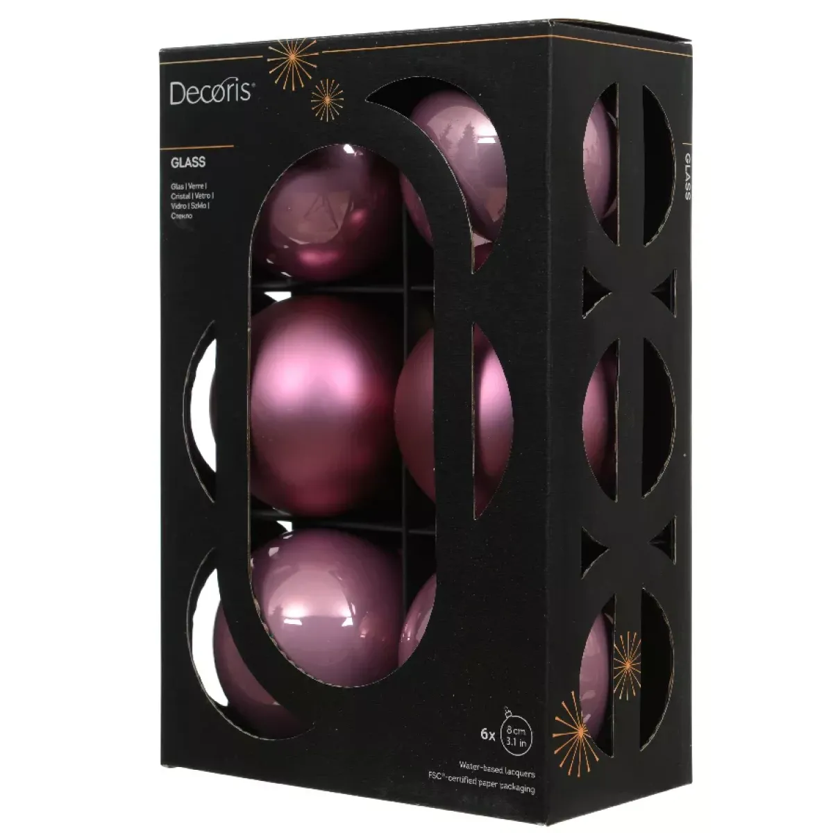 KAEMINGK Palline Di Natale-Set di 6 palline di Natale in vetro (D80 mm) Boreale