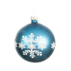 KAEMINGK Palline Di Natale-Set di 6 palline di Natale in vetro (D80 mm) Fiocco di neve Blu brillante
