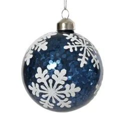 KAEMINGK Palline Di Natale-Set di 3 palline di Natale in vetro (D80 mm) Fiocchi di neve e glitter