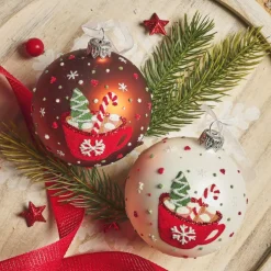 KAEMINGK Palline Di Natale-Set di 6 palline di Natale in vetro (D80 mm) Cioccolata calda e marrone caffè