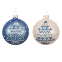 KAEMINGK Palline Di Natale-Set di 6 palline di Natale in vetro (D80 mm) Abete nordico Azzuro