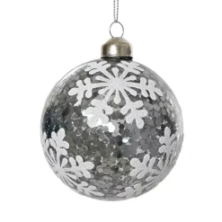 KAEMINGK Palline Di Natale-Set di 3 palline di Natale in vetro (D80 mm) Fiocchi di neve e glitter