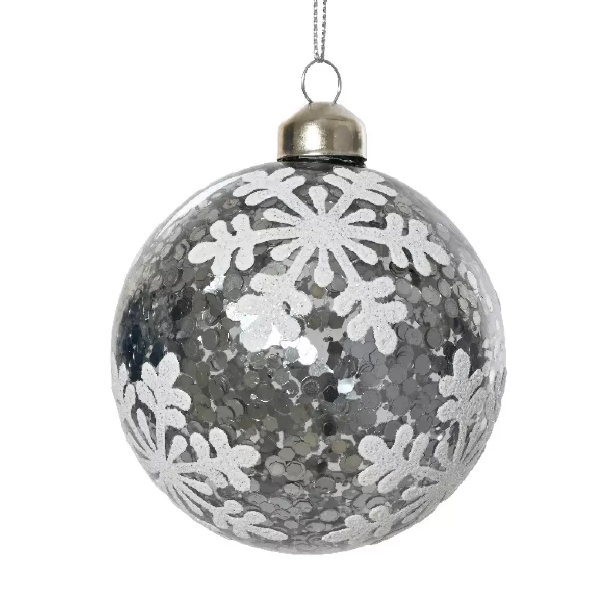 KAEMINGK Palline Di Natale-Set di 3 palline di Natale in vetro (D80 mm) Fiocchi di neve e glitter