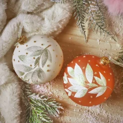 KAEMINGK Palline Di Natale-Set di 6 palline di Natale in vetro (D80 mm) Natura invernale e bianco lana