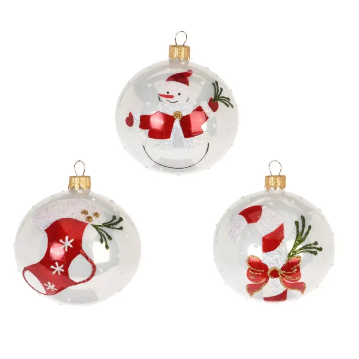 KOOPMAN Palline Di Natale-Set di 12 palline di Natale in vetro (D80 mm) Natale Tradizionale perlato